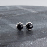 Sterling Silver Stud Earrings with Black Onyx 4 mm