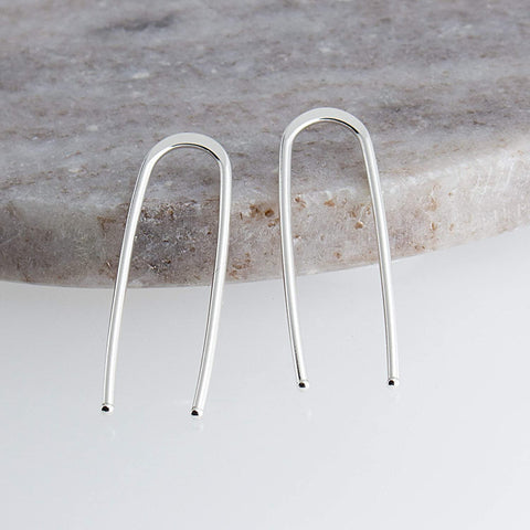 Sterling Silver Long U Arc Earrings