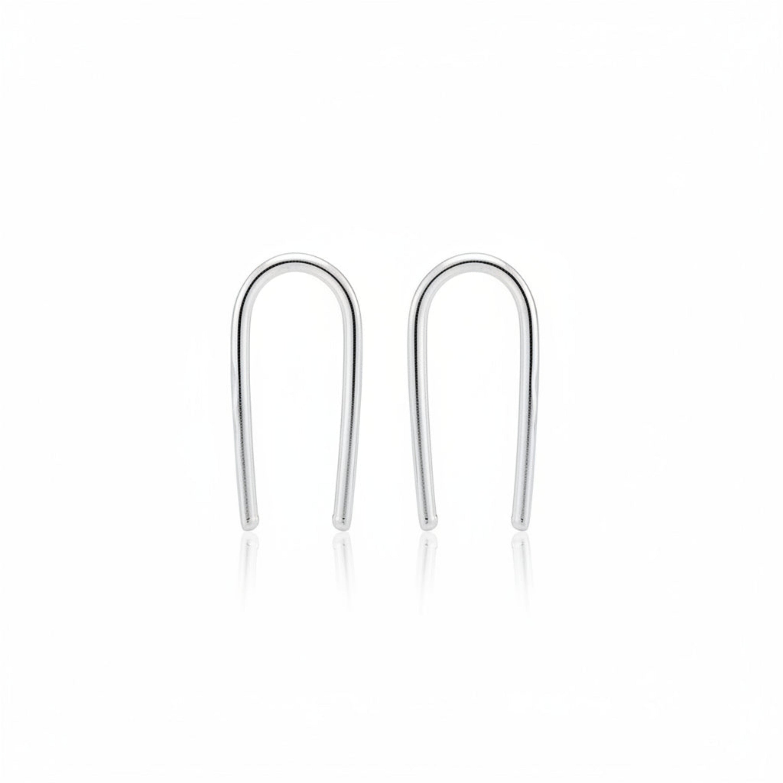 18 GA Sterling Silver U Arc Hammered Earrings