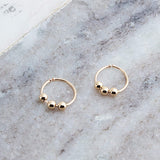 Gold Filled Extra Thin Hoop Earrings with Gold Beads