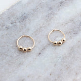 Gold Filled Extra Thin Hoop Earrings with Gold Beads