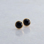 Gold Filled Stud Earrings with Black Onyx 3-4-5 mm