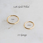 Gold Filled Mismatched Set of 6 mm and 7 mm Hoops gauge 22