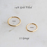 Gold Filled Mismatched Set of 6 mm and 7 mm Hoops gauge 22