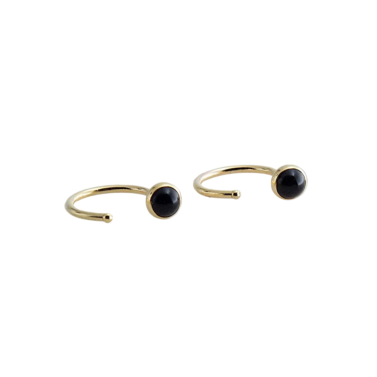 19 GA Gold-Filled Black Onyx Hoop Earrings