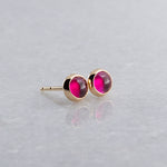 SOLID GOLD Stud Earrings with Ruby 4 mm