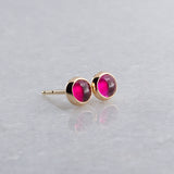 SOLID GOLD Stud Earrings with Ruby 4 mm