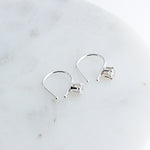 Sterling Silver Horseshoe Drops Earrings with Cubic Zirconia 13 mm