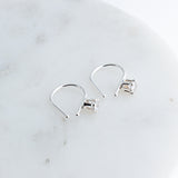 Sterling Silver Horseshoe Drops Earrings with Cubic Zirconia 13 mm