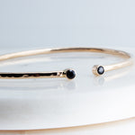 Sol and Venus Gold Open Cuff Bracelet with Black Spinel