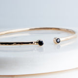 Sol and Venus Gold Open Cuff Bracelet with Black Spinel