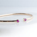 Sol and Venus Gold Open Cuff Bracelet with Red Ruby