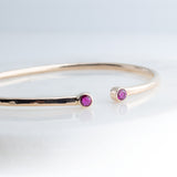 Sol and Venus Gold Open Cuff Bracelet with Red Ruby