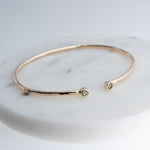 Sol and Venus Gold Open Cuff Bracelet with Green Peridot