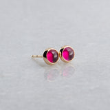 SOLID GOLD Stud Earrings with Ruby 4 mm