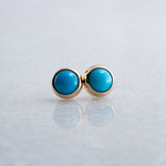 SOLID GOLD Stud Earrings with Sleeping Beauty Turquoise 5 mm