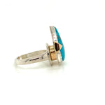 Sterling Silver and Solid Gold Ring with Turquoise