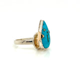 Sterling Silver and Solid Gold Ring with Turquoise