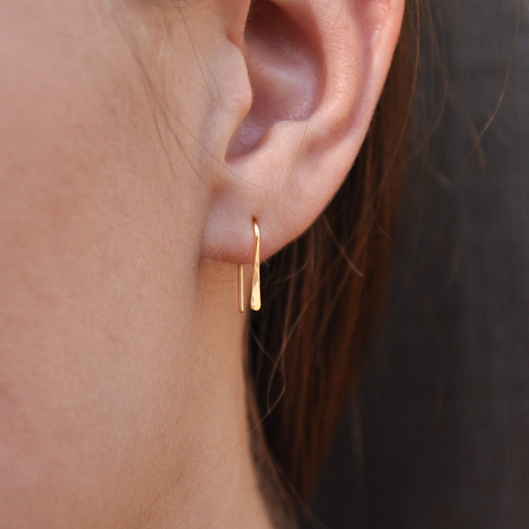 18 GA Gold-Filled U Arc Hammered Earrings