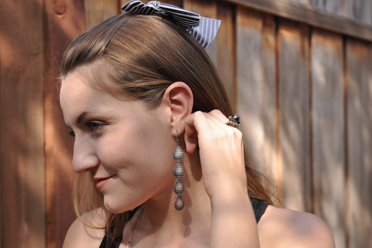 Sterling Silver Dangle Teardrop Earrings