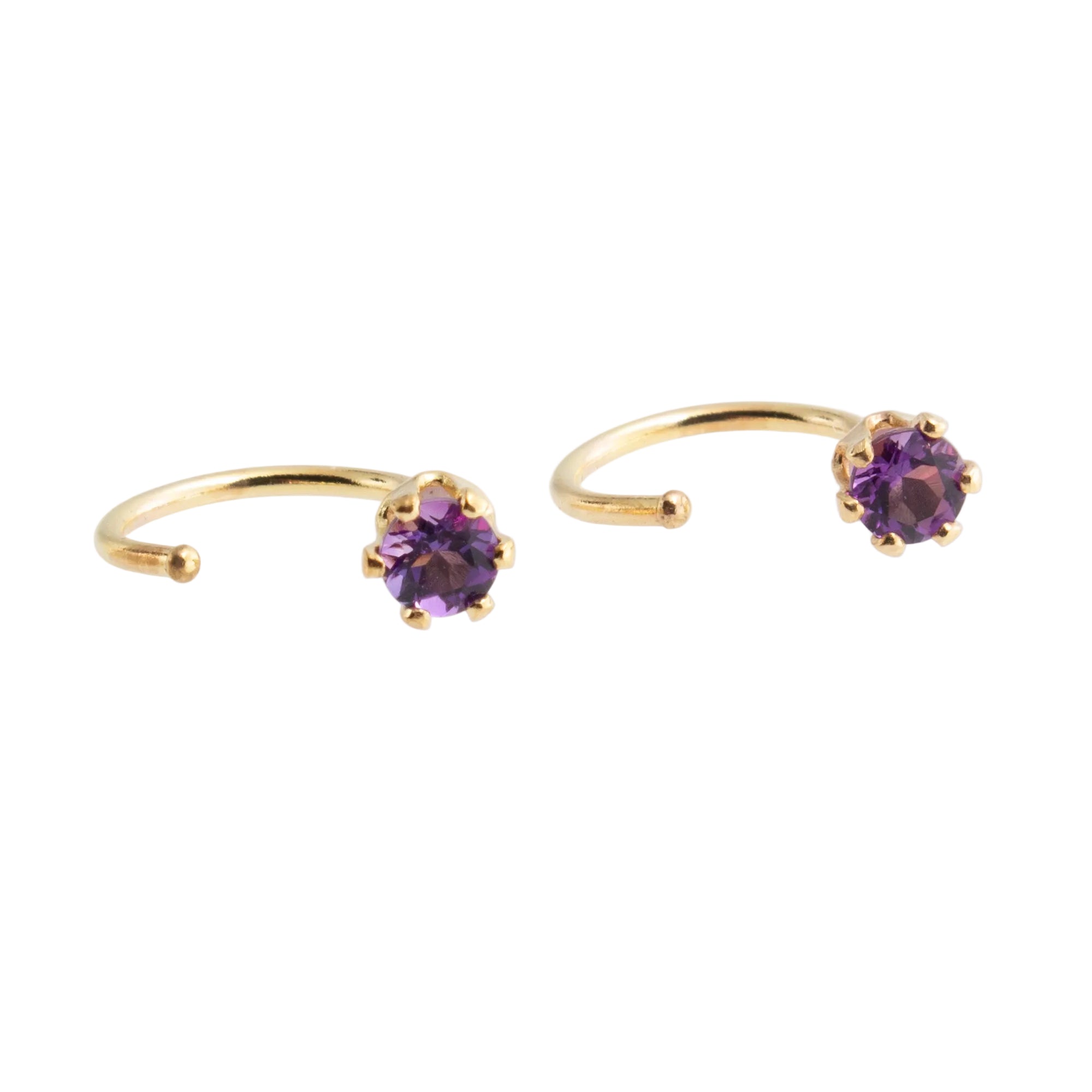 Gold-Filled Amethyst Hoop Earrings