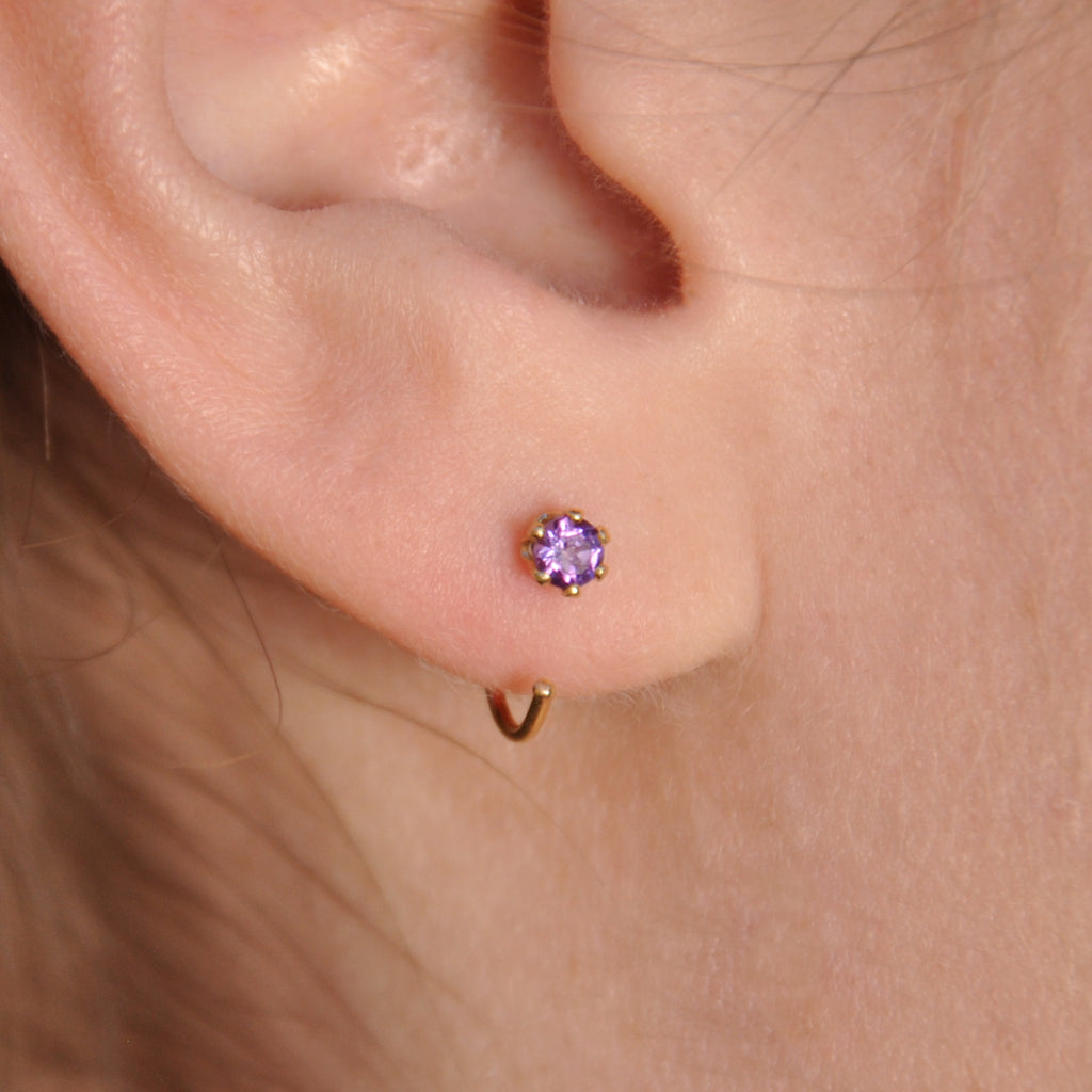 Amethyst Half Hoop Earrings