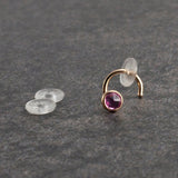 SOLID GOLD Nose Screw with Amethyst for the Left Side