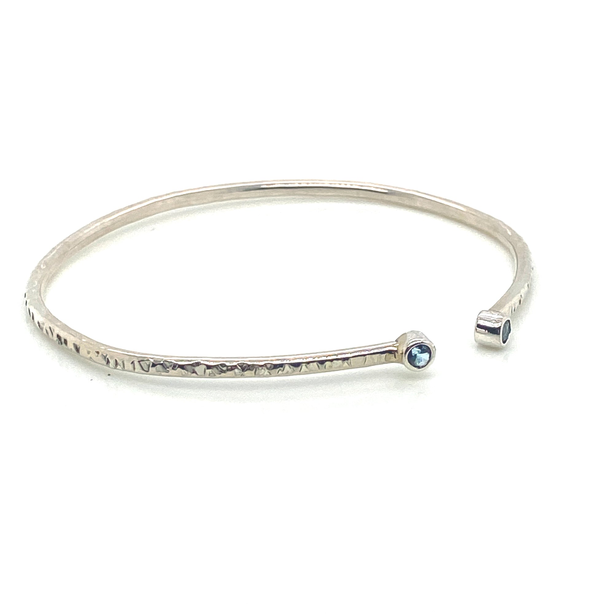 Aquamarine Silver Open Cuff Bracelet