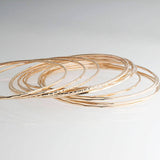 Gold Filled Stackable Slip On Bangles with Grooved Finish