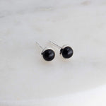 Sterling Silver Stud Earrings with Black Onyx 4 mm