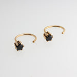 Gold Filled Hoop Earrings with Black Spinel Stone