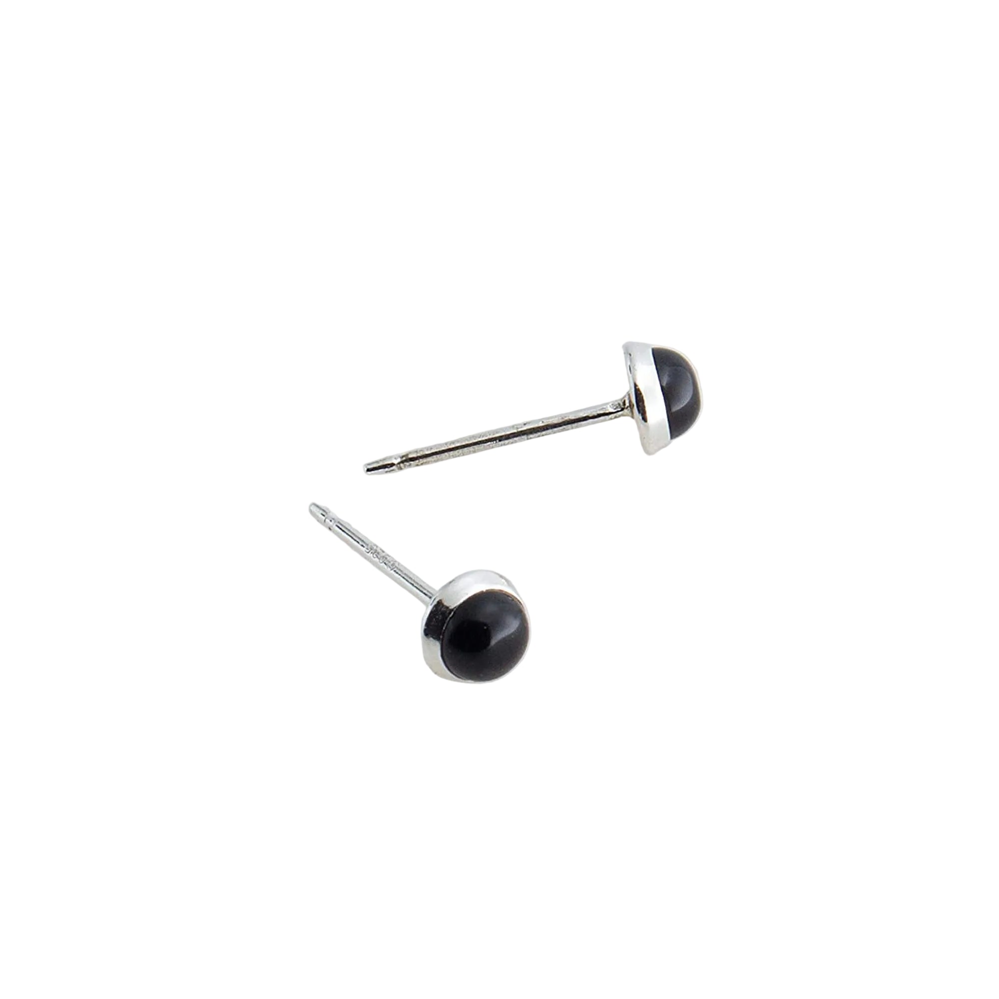 Sterling Silver Black Onyx Stud Earrings (4mm)