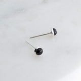 Sterling Silver Stud Earrings with Black Onyx 4 mm