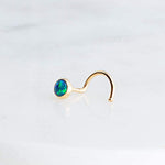 Gold Filled Nose Screw with Blue-Green Opal for the Left Side