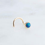 Gold Filled Nose Screw with Blue-Green Opal for the Right Side