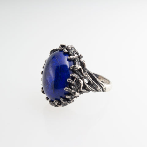 Sterling Silver Cabochon Ring with Lapis Lazuli