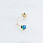 Gold Filled Stud Earrings with Blue Opal 4 mm