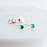 Gold Filled Tiny Stud Earrings with Green Chalcedony 3 mm