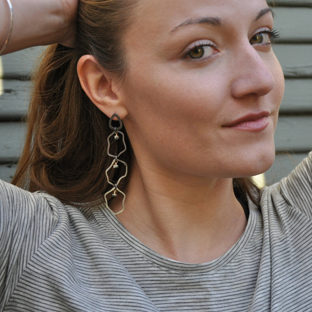 Sterling Silver Tundra Sapphire Long Dangle Earrings