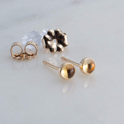 Gold Filled Tiny Stud Earrings with Citrine 3 mm