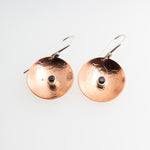 Sol and Venus Copper and Sterling Silver Disc Earrings with Black Spinel