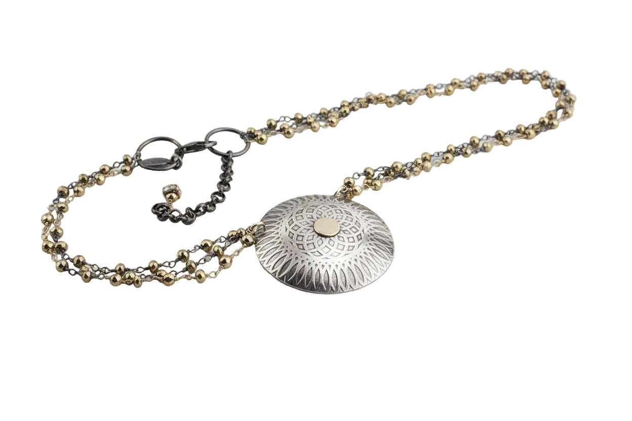 Sterling Silver & Gold Pyrite Necklace