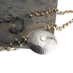 Sterling Silver and Gold Necklace with Pyrite