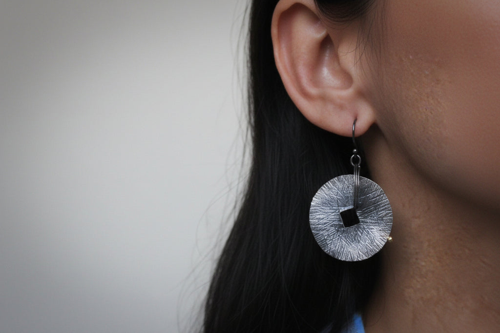 Sterling Silver & 14K Gold Two Tone Disc Hoop Earrings