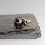 Sterling Silver Ring with Tahitian Pearl