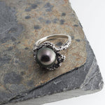 Sterling Silver Ring with Tahitian Pearl