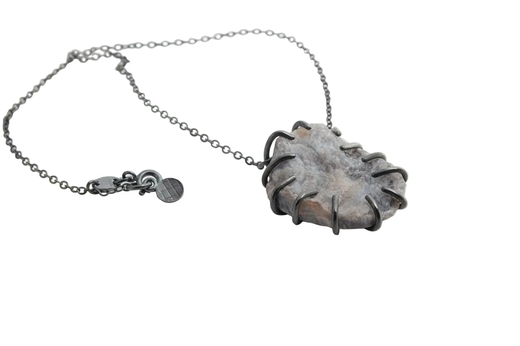 Large Agate Druzy Pendant Necklace