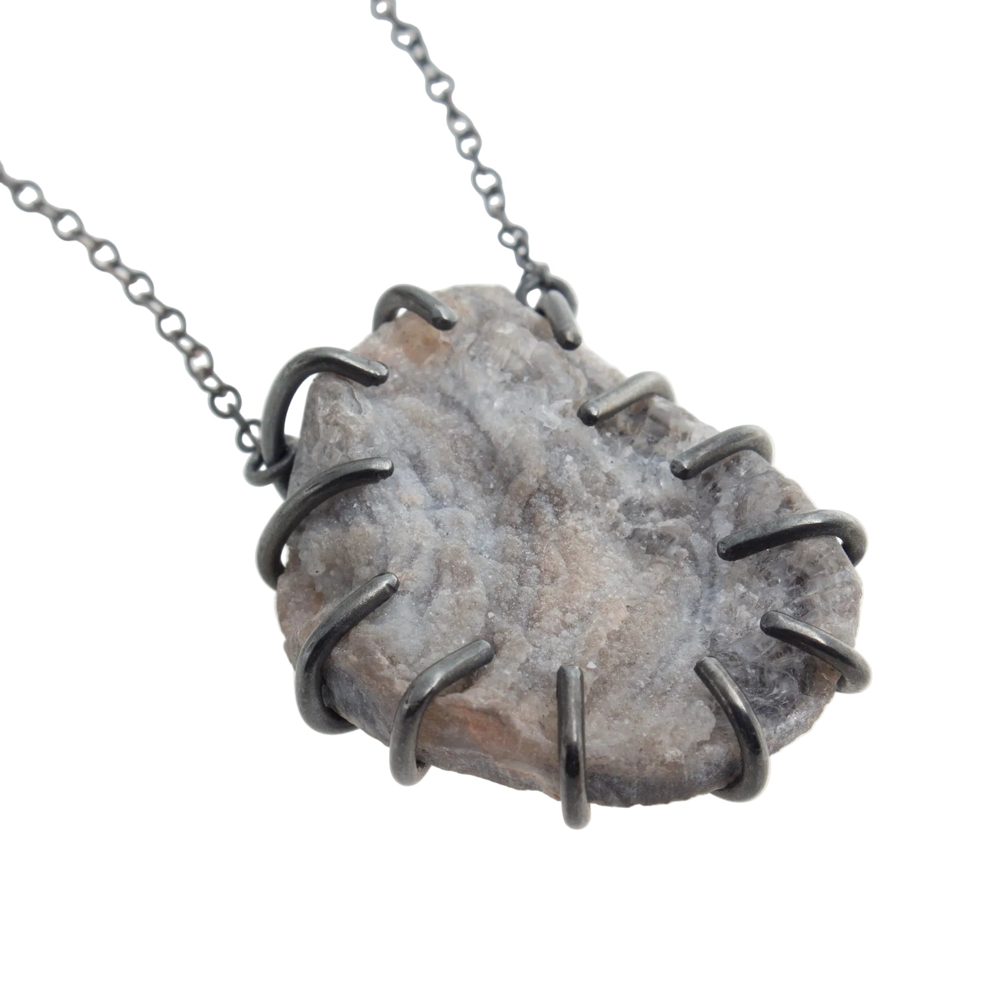 Large Agate Druzy Pendant Necklace