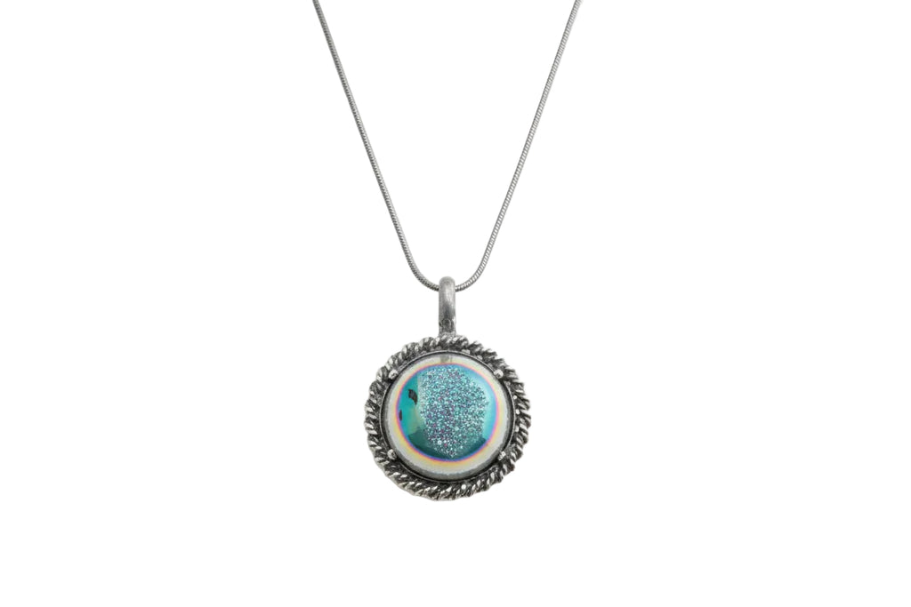 Sterling Silver Midnight Blue-Green Druzy Necklace