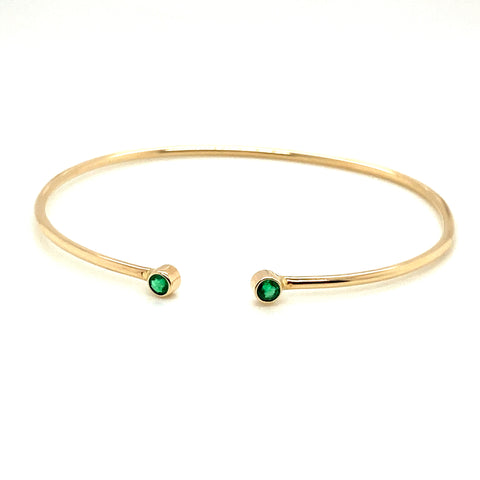 Sol and Venus Gold Open Cuff Bracelet with Emerald